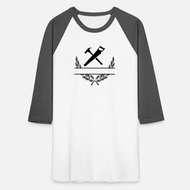 Hammer and saw in laurel wreath