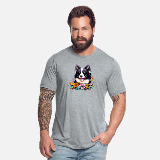 Happy Border Collie Flowers Design