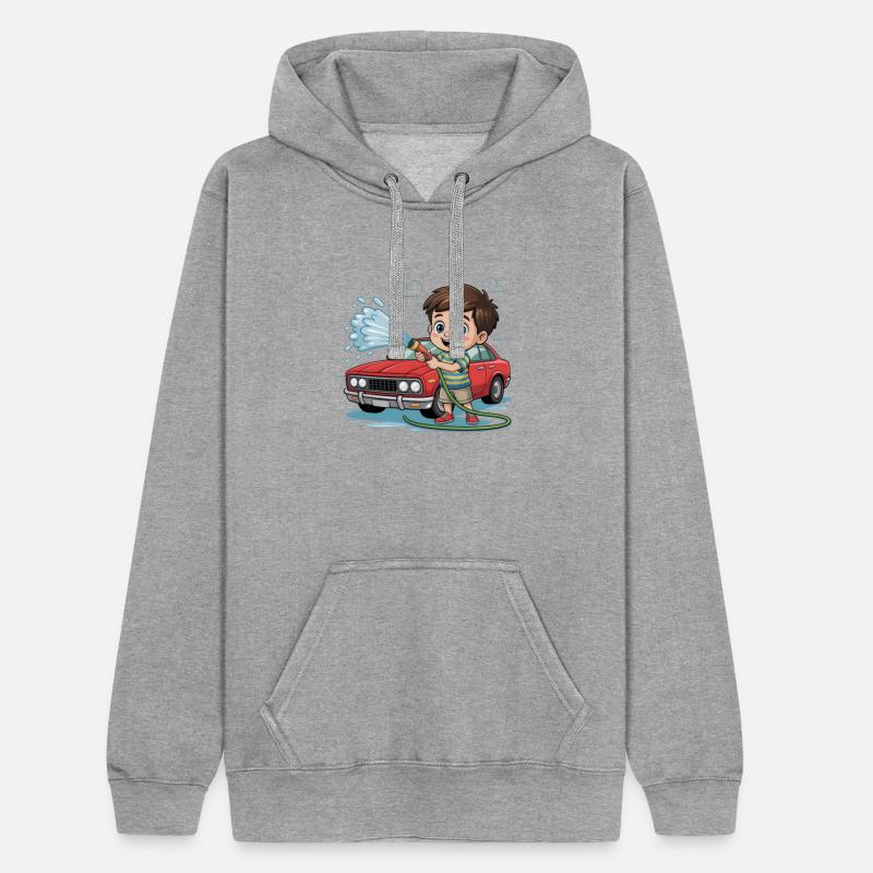 Happy Boy Washing Classic Car