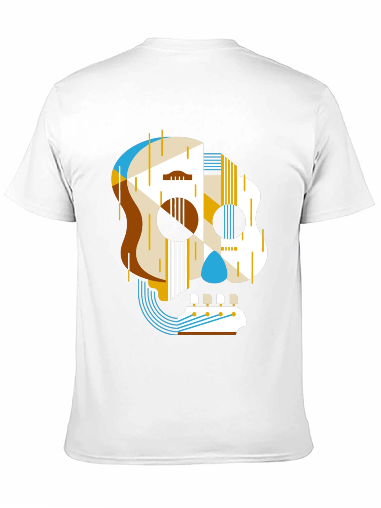 Guitar Skull Graphic Print Mens Black T-Shirt
