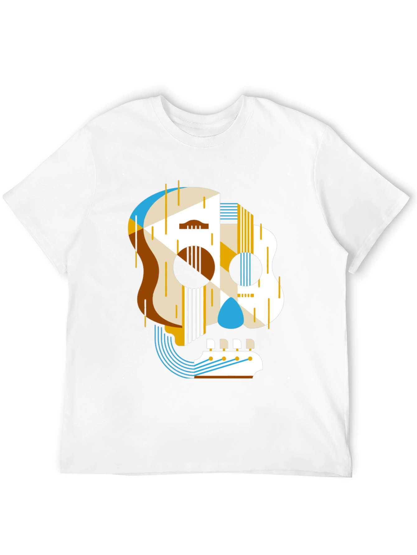 Guitar Skull Graphic Print Mens Black T-Shirt