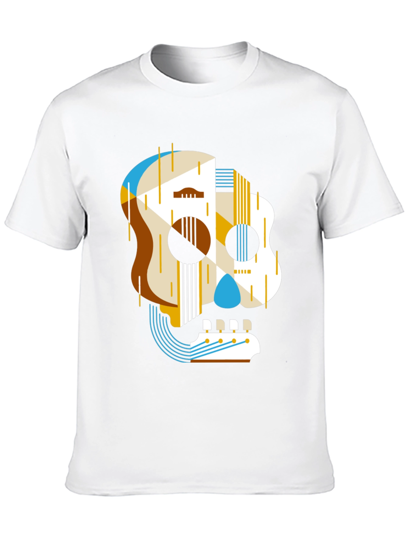 Guitar Skull Graphic Print Mens Black T-Shirt