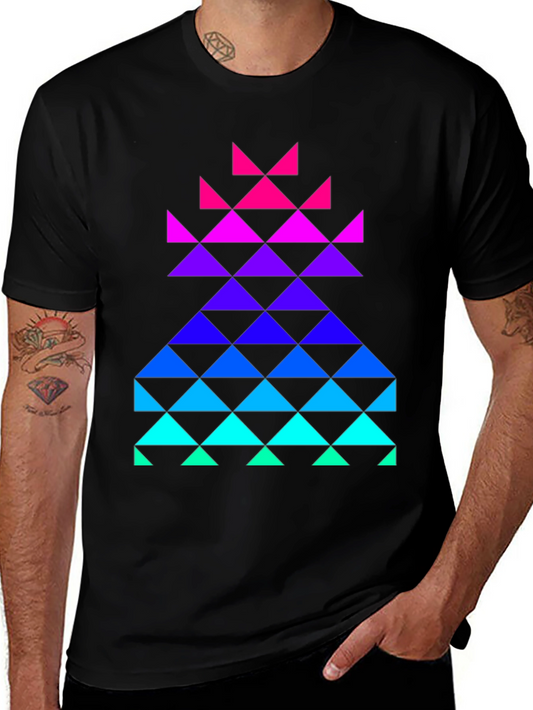 Gradient Triangle Graphic Black T-Shirt