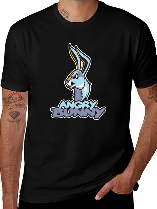 Angry Bunny Graphic T-Shirt - Black Cotton Tee