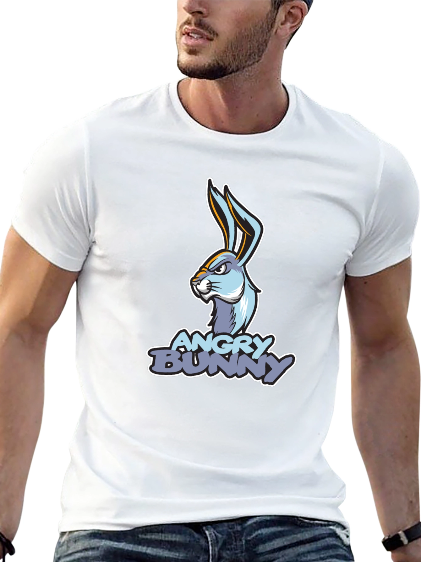Angry Bunny Graphic T-Shirt - Black Cotton Tee