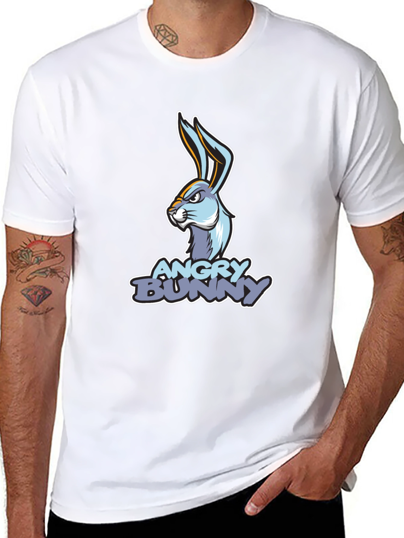 Angry Bunny Graphic T-Shirt - Black Cotton Tee
