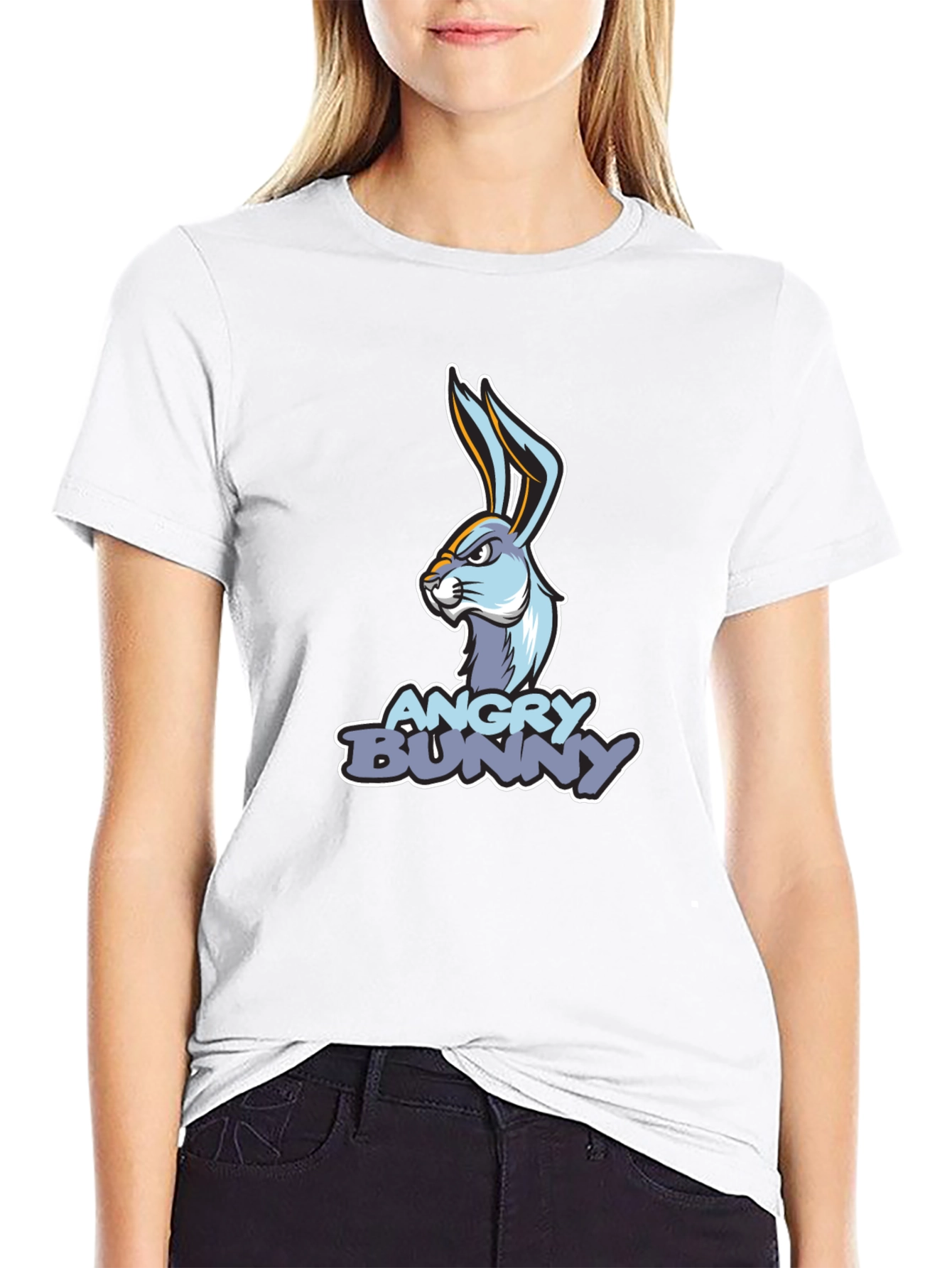 Angry Bunny Graphic T-Shirt - Black Cotton Tee