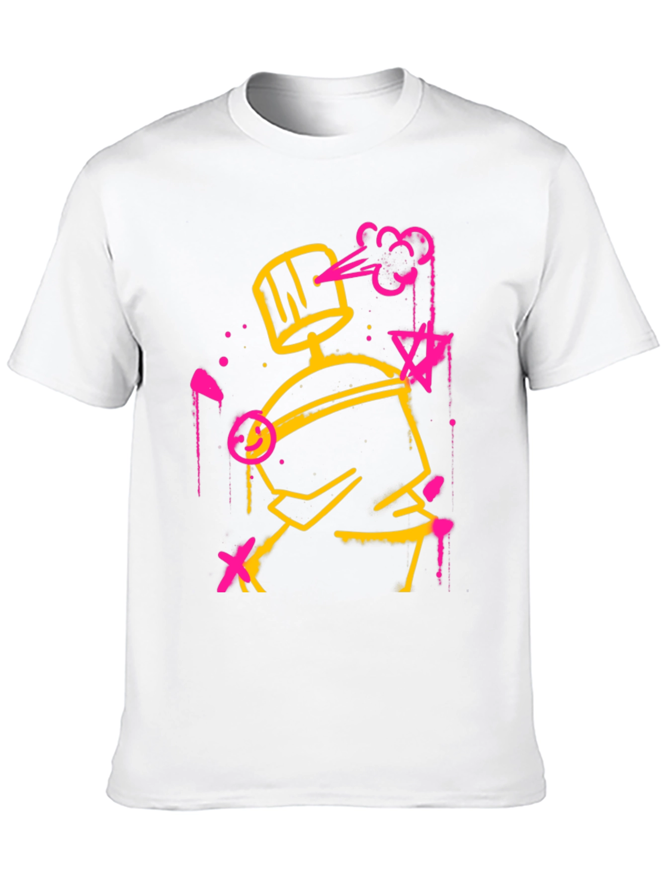 Abstract Spray Paint Graphic Tee - Black
