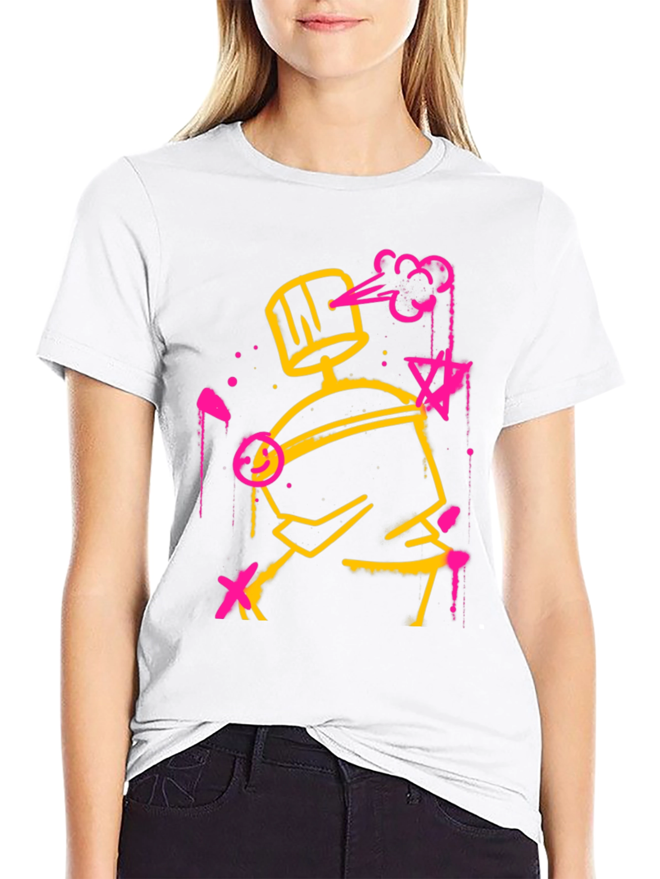 Abstract Spray Paint Graphic Tee - Black