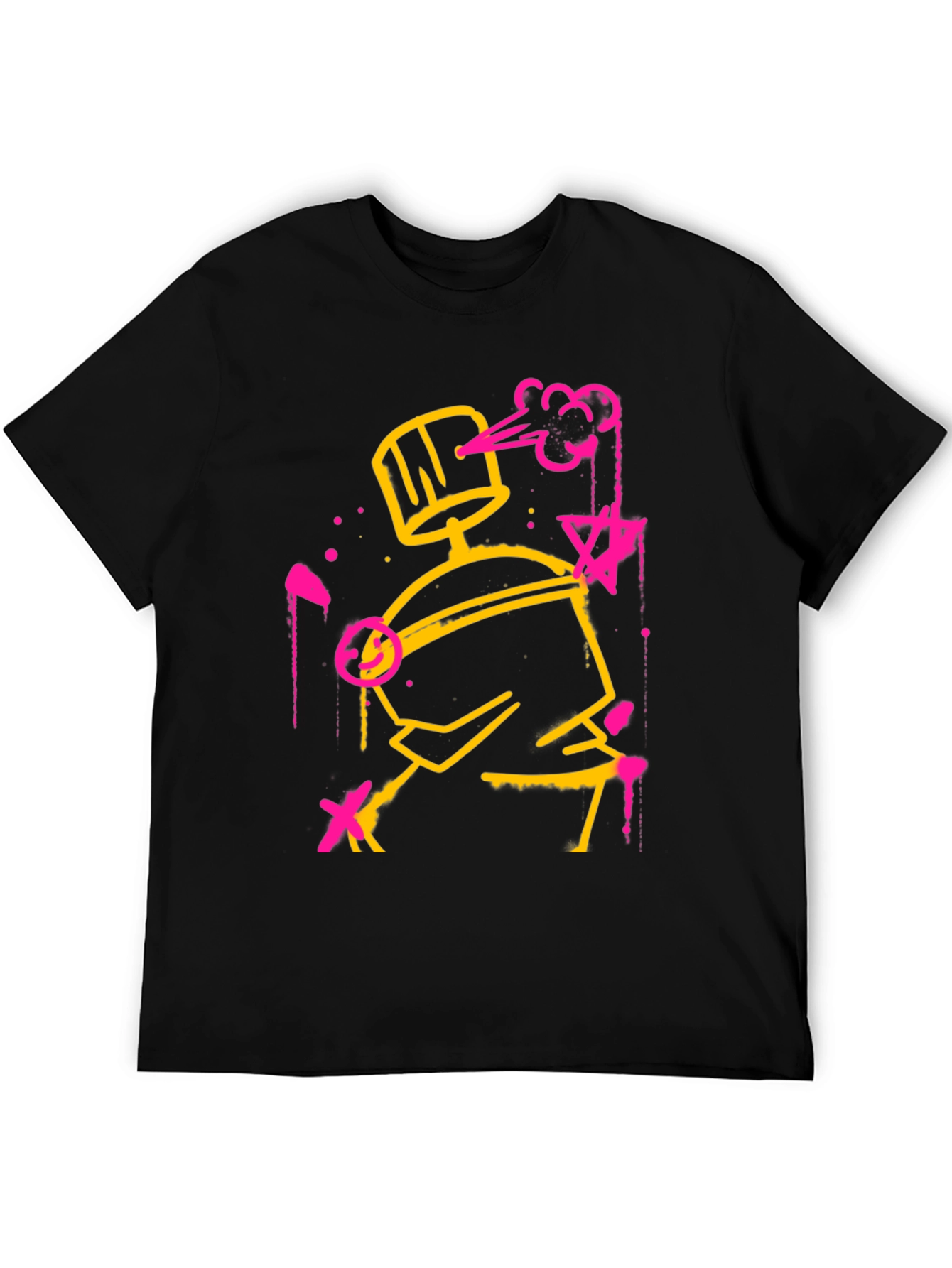 Abstract Spray Paint Graphic Tee - Black