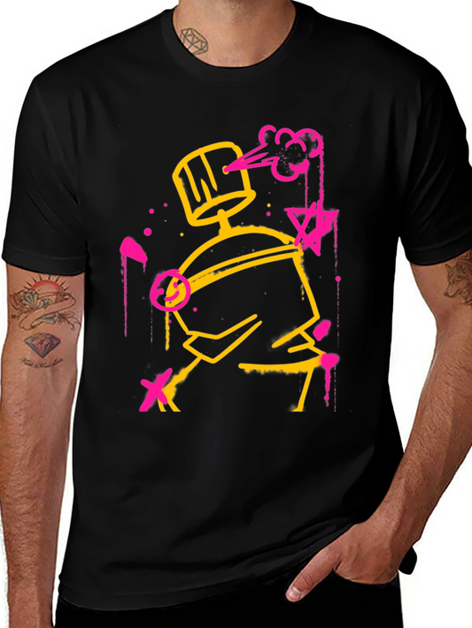 Abstract Spray Paint Graphic Tee - Black