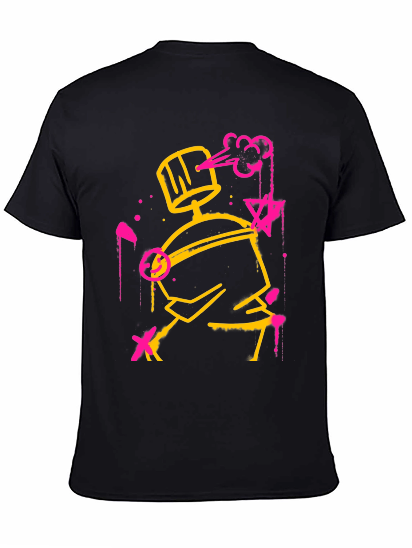 Abstract Spray Paint Graphic Tee - Black