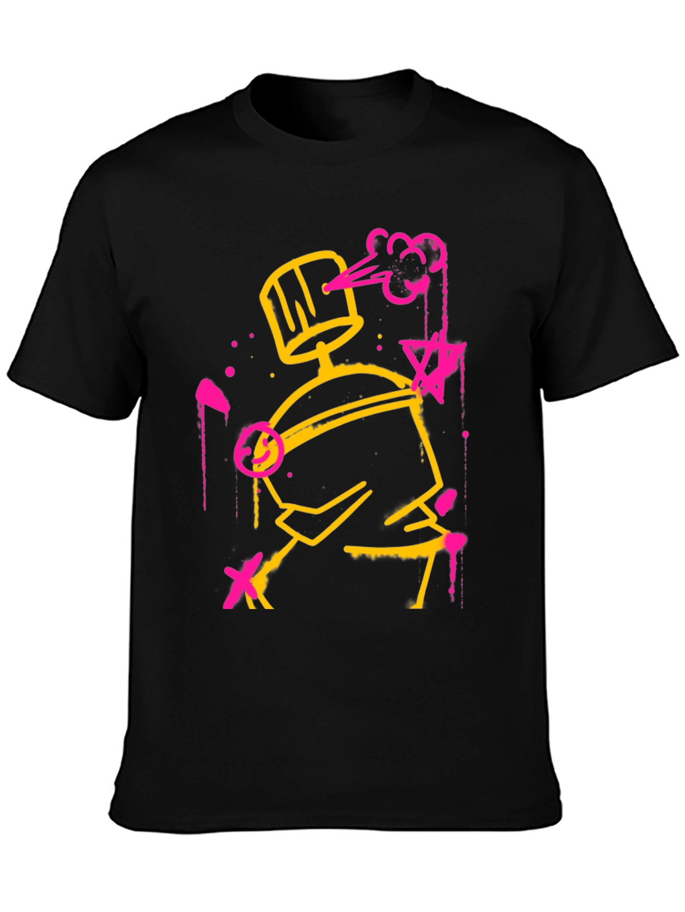 Abstract Spray Paint Graphic Tee - Black