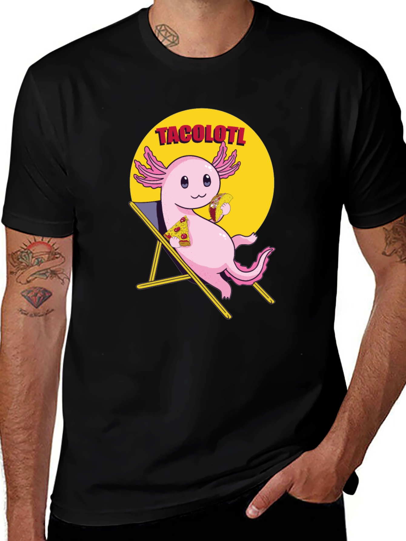 Axolotl Taco Pizza Black T-Shirt