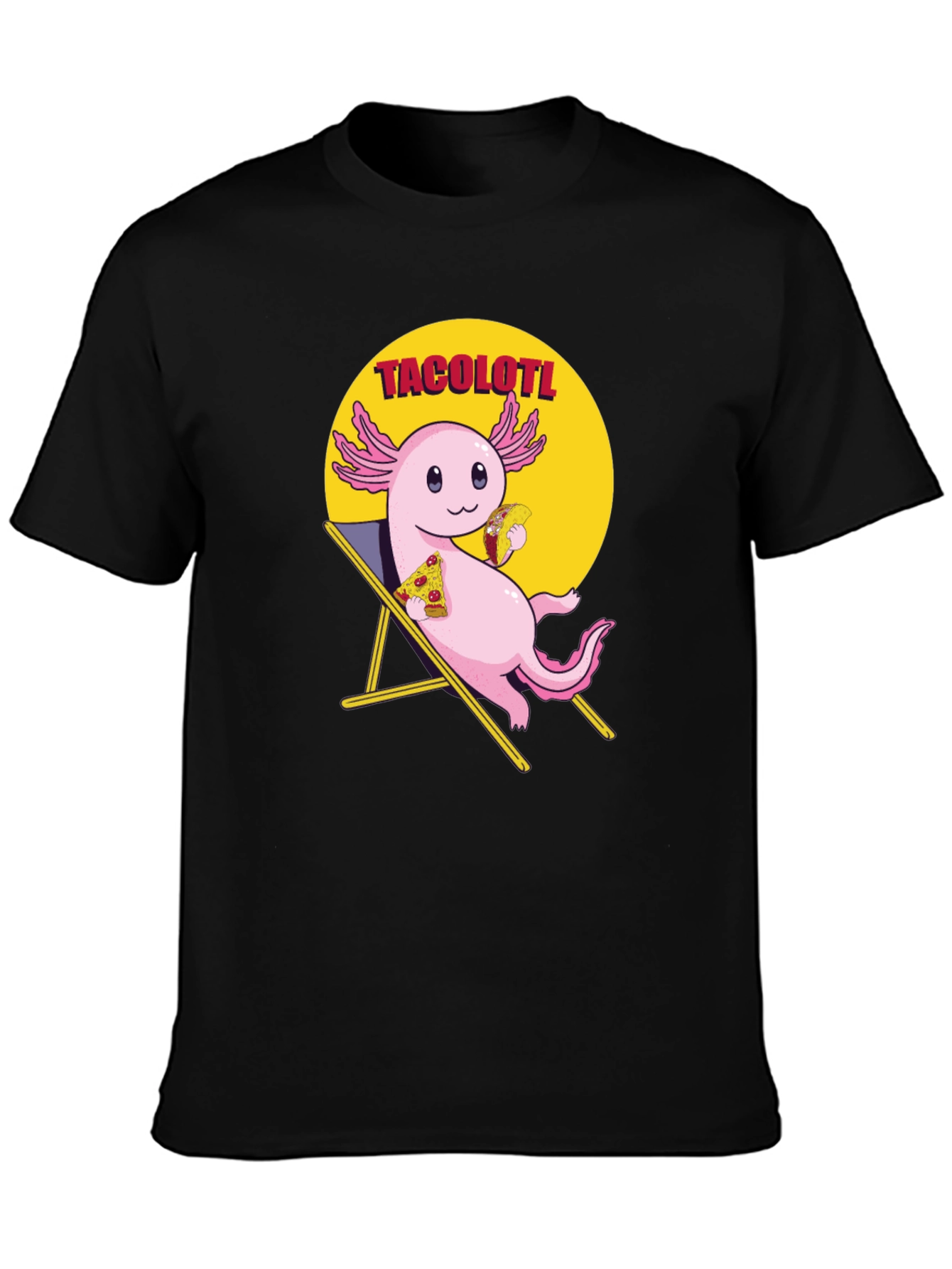 Axolotl Taco Pizza Black T-Shirt