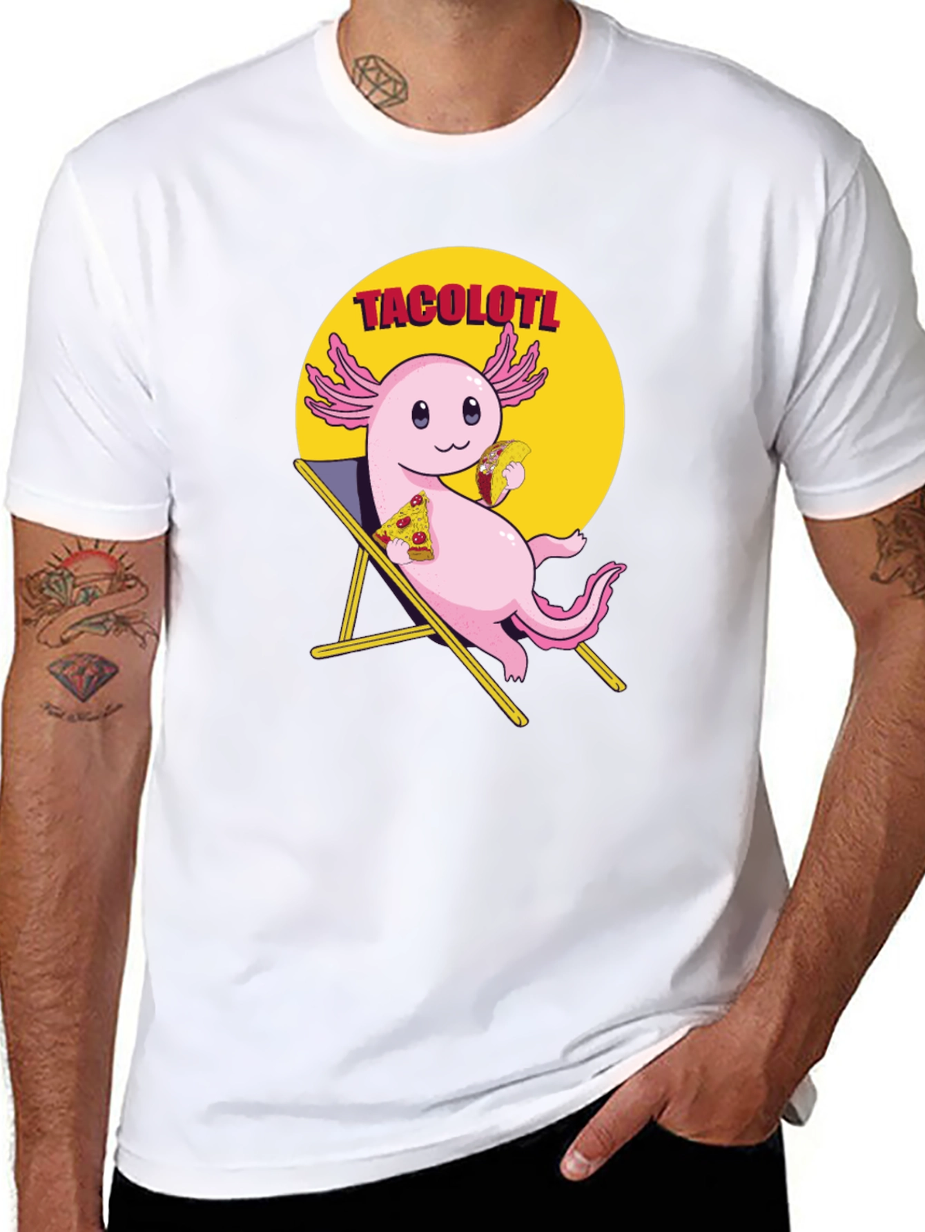 Axolotl Taco Pizza Black T-Shirt