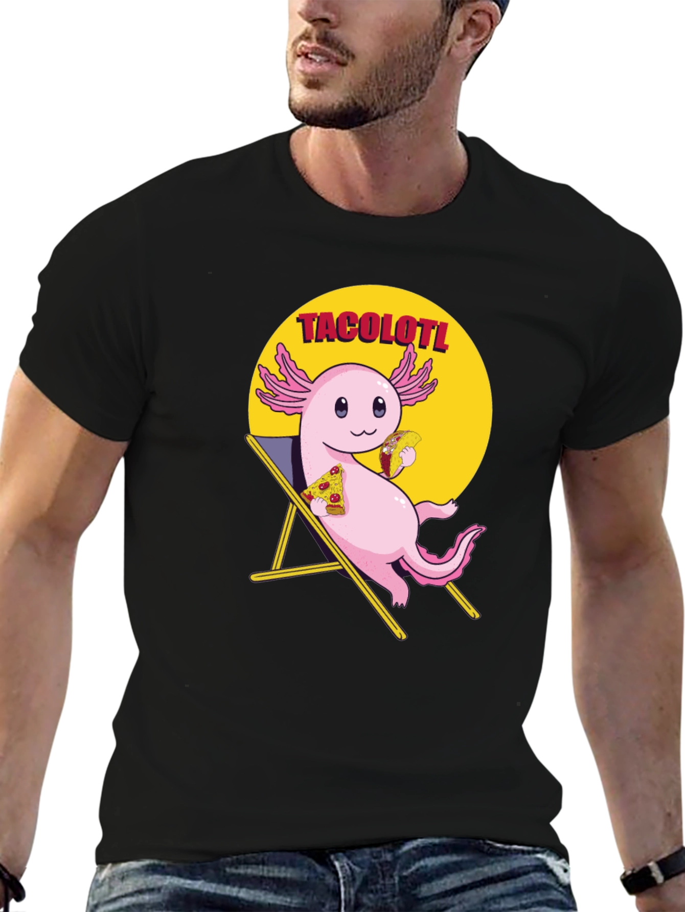 Axolotl Taco Pizza Black T-Shirt