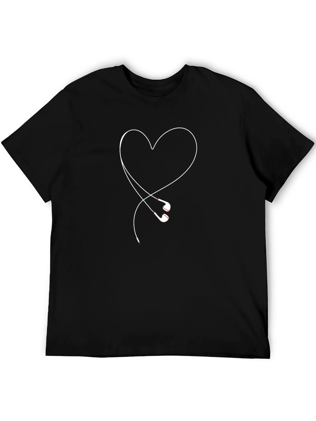 Heart Headphones Graphic Tee - Stylish Black Shirt