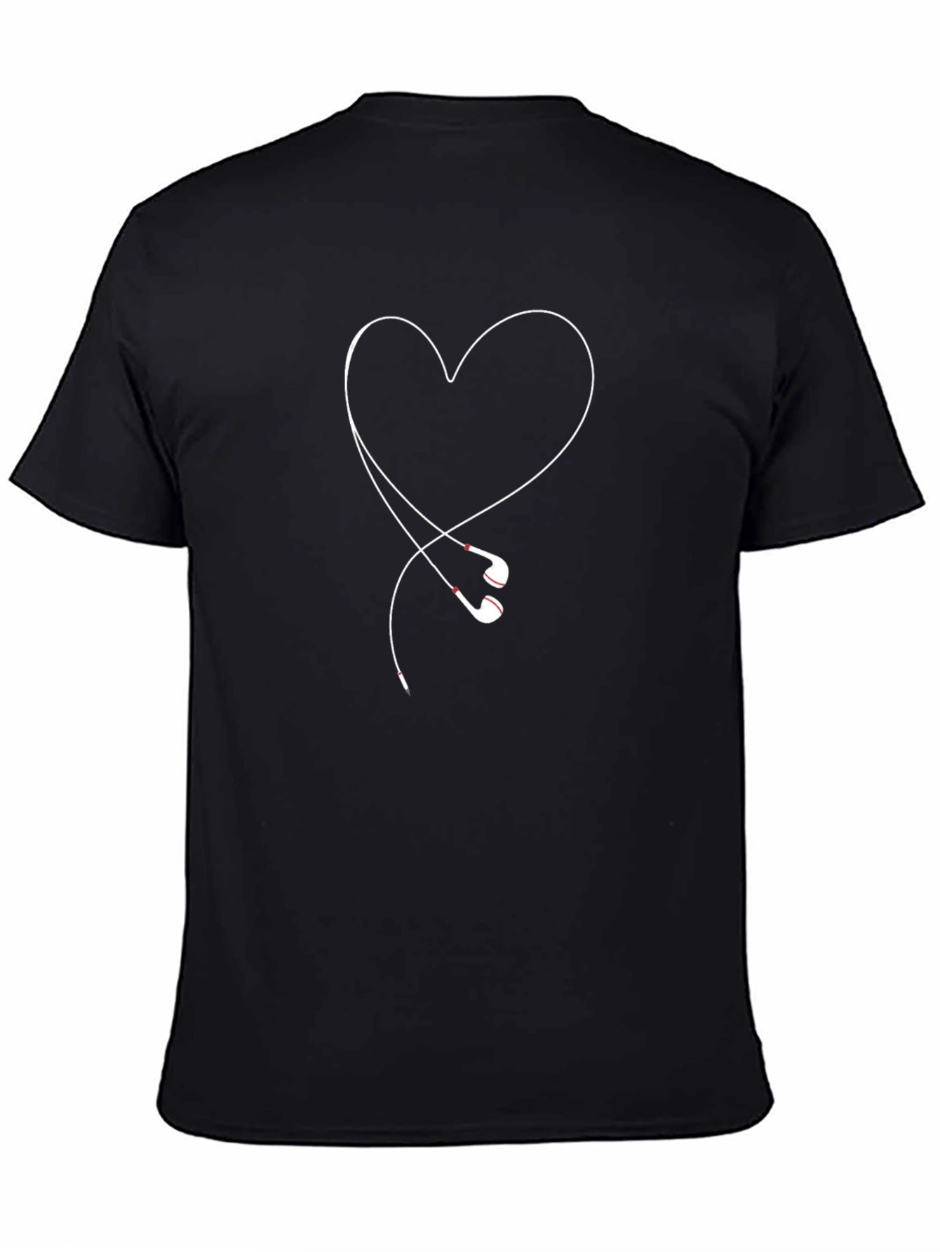 Heart Headphones Graphic Tee - Stylish Black Shirt