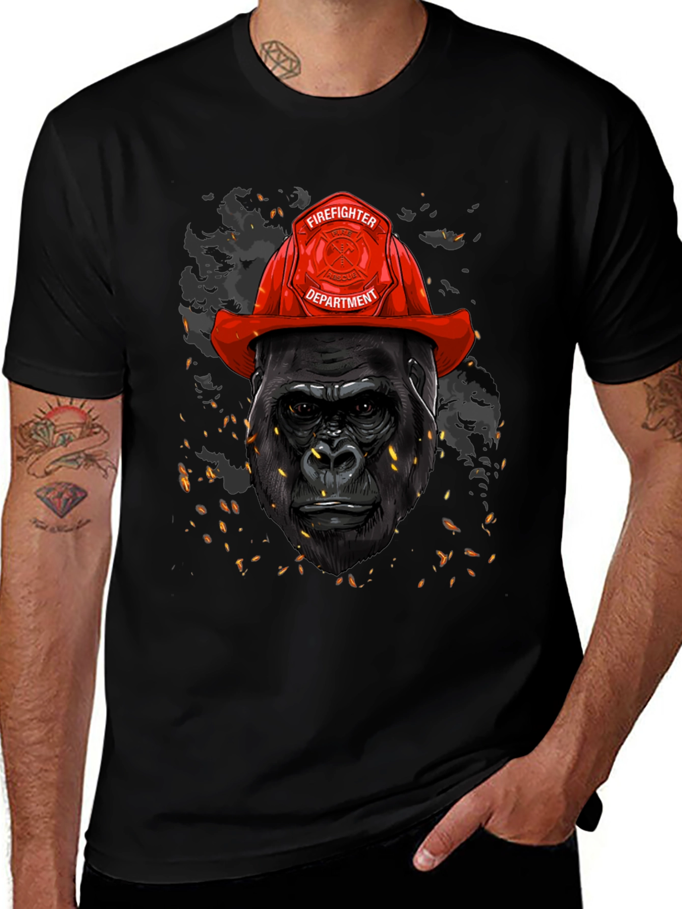 Gorilla Firefighter Graphic T-Shirt
