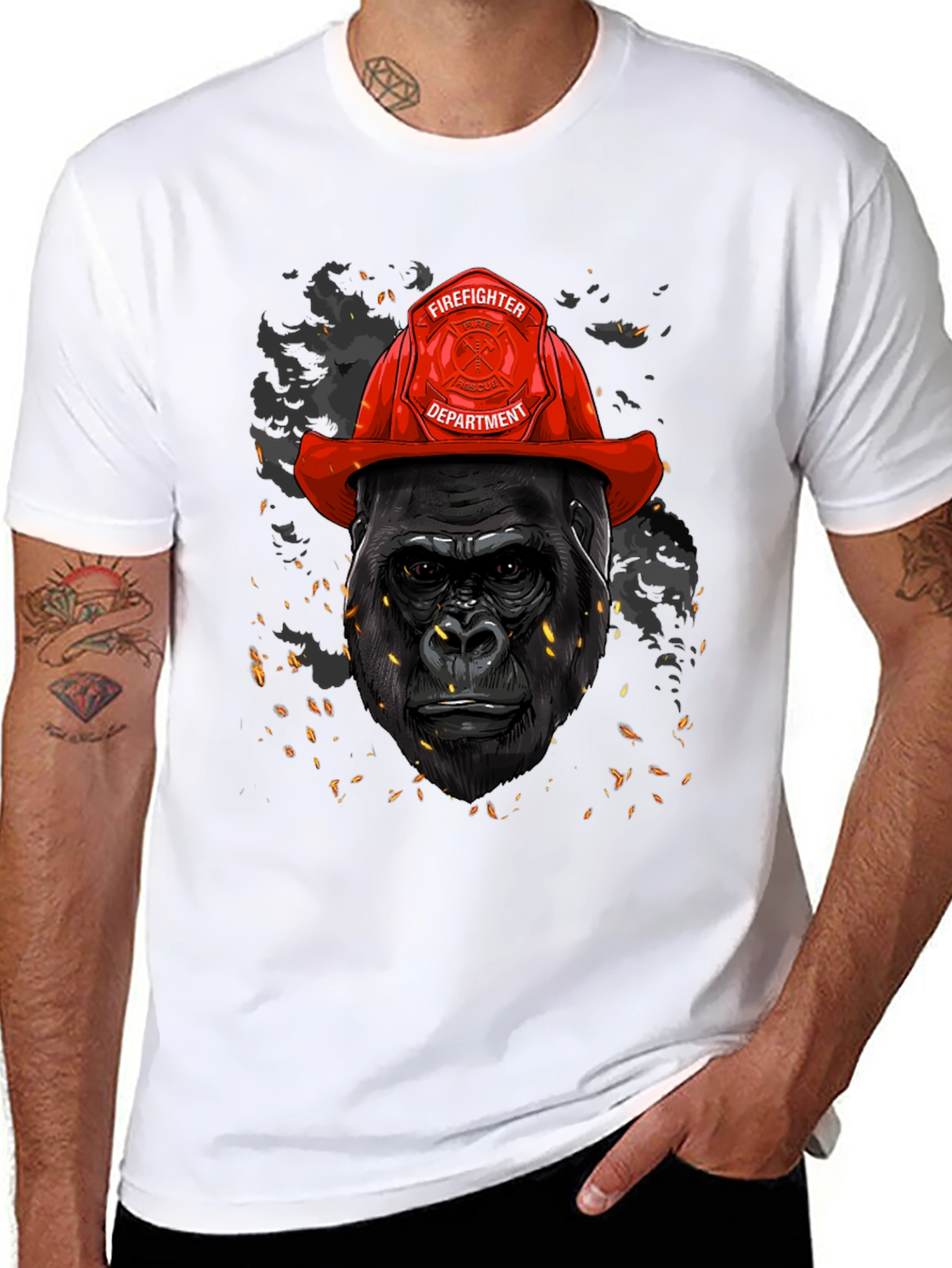Gorilla Firefighter Graphic T-Shirt