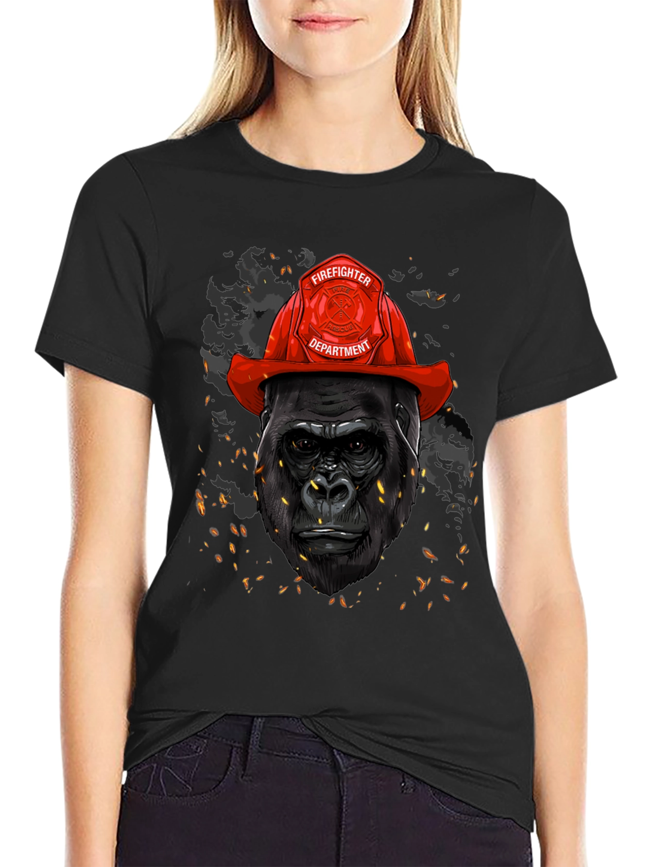 Gorilla Firefighter Graphic T-Shirt