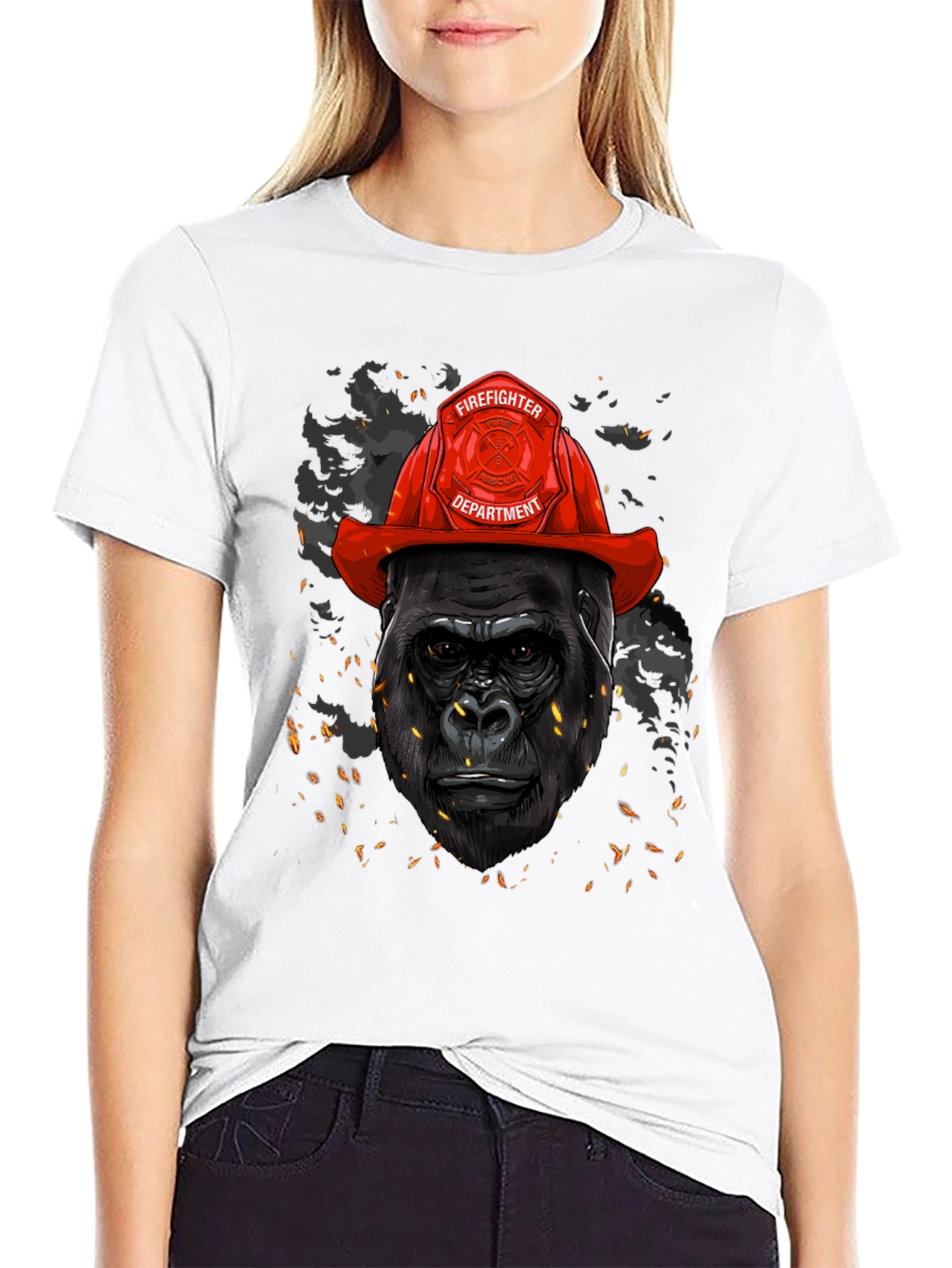 Gorilla Firefighter Graphic T-Shirt