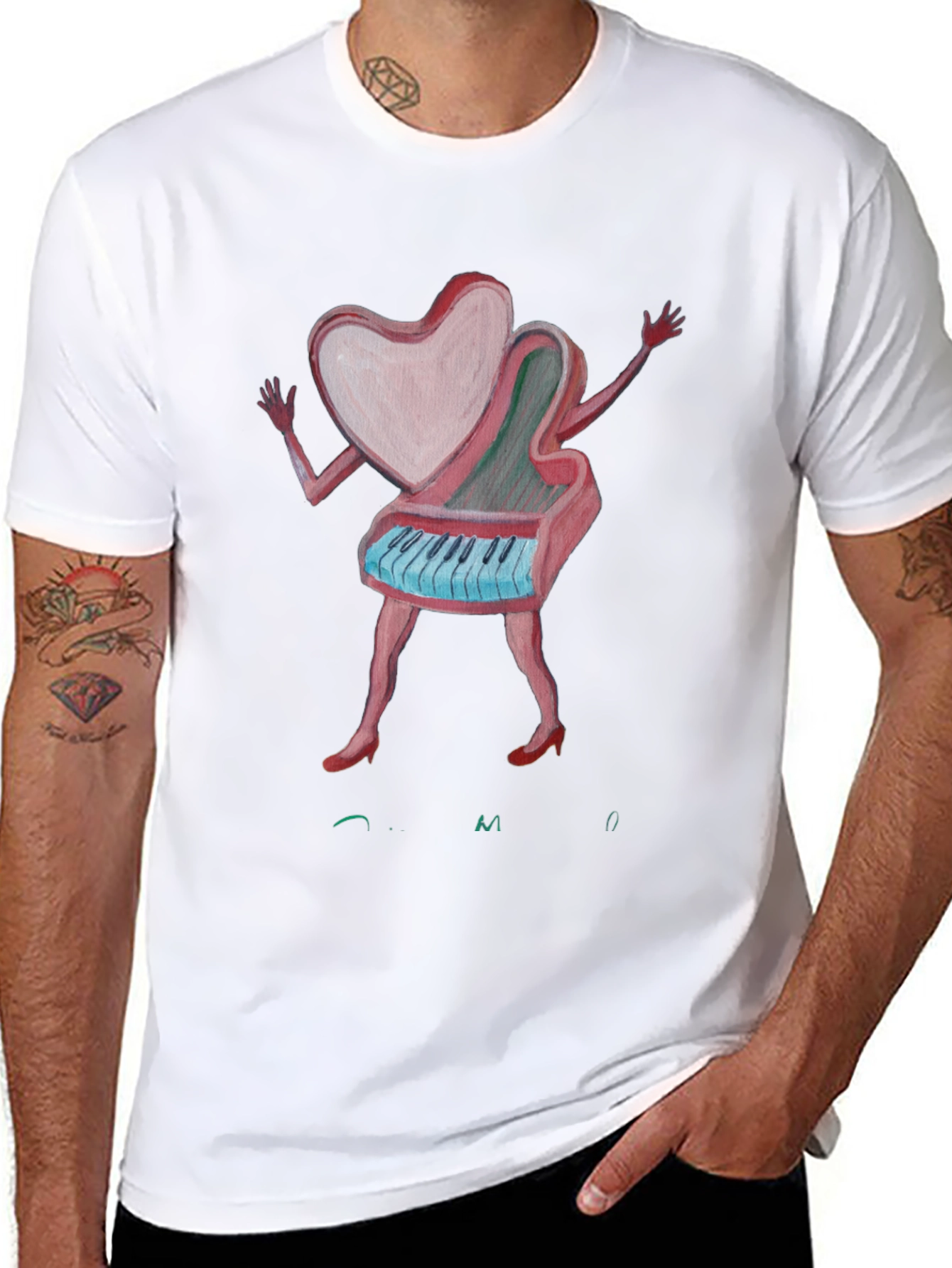 Heart Piano Graphic Tee - Unique Music Lover Shirt