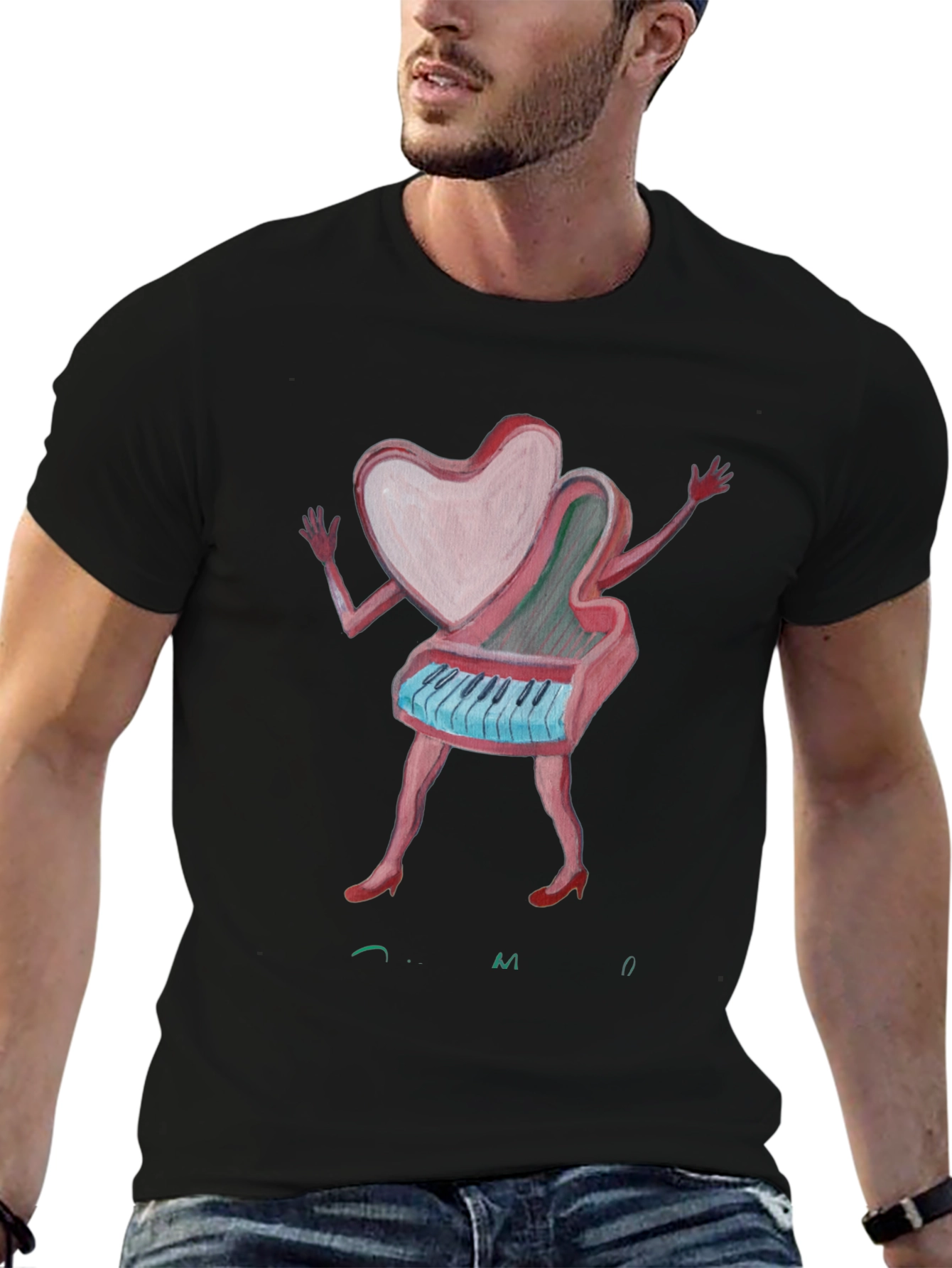 Heart Piano Graphic Tee - Unique Music Lover Shirt
