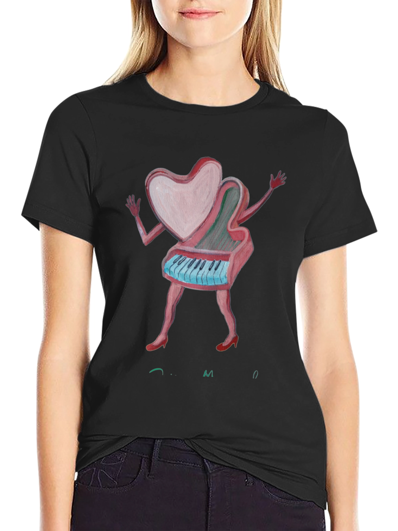 Heart Piano Graphic Tee - Unique Music Lover Shirt