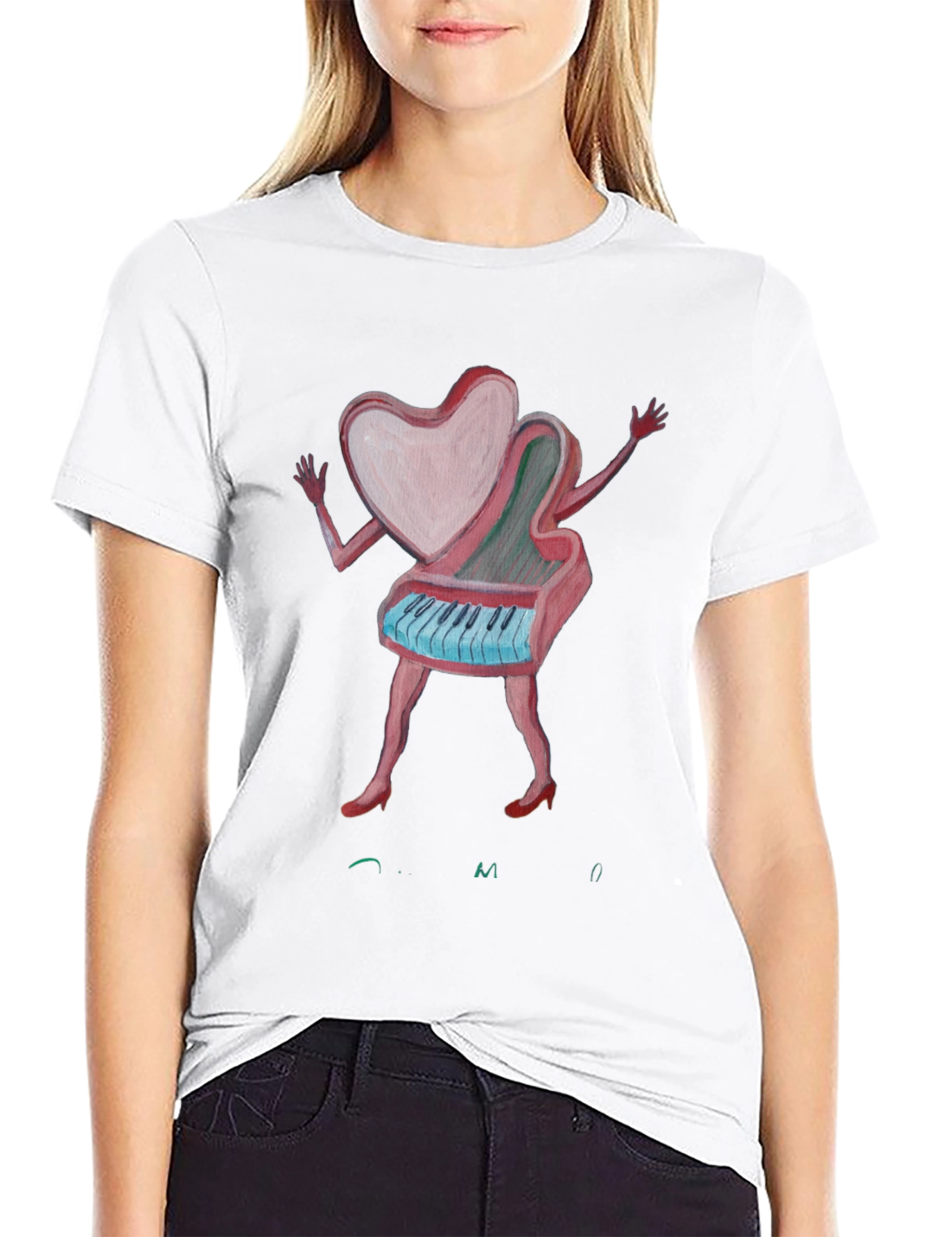 Heart Piano Graphic Tee - Unique Music Lover Shirt