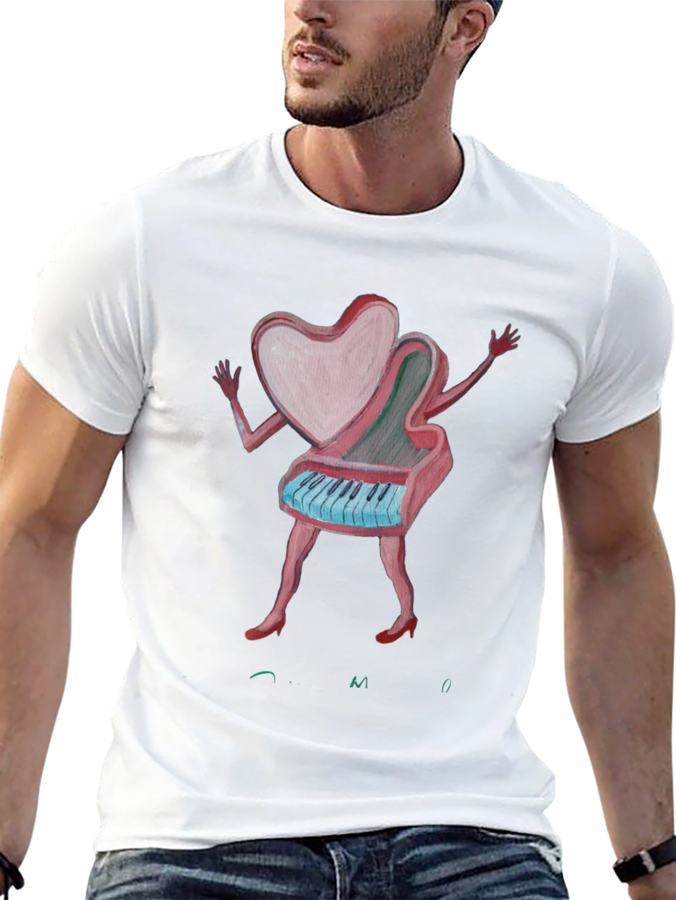 Heart Piano Graphic Tee - Unique Music Lover Shirt