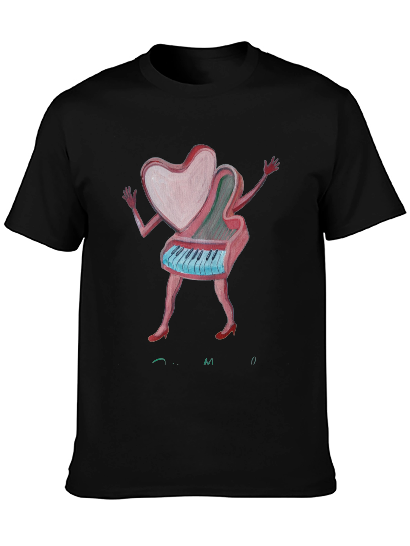 Heart Piano Graphic Tee - Unique Music Lover Shirt