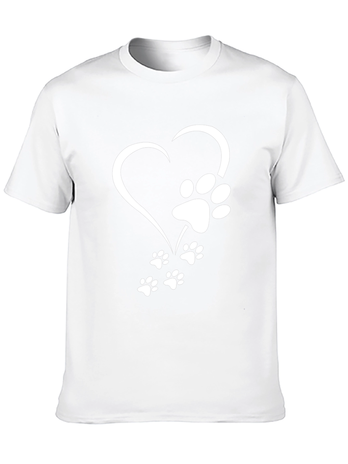 Heart Paw Print Graphic Tee - Black Casual T-Shirt