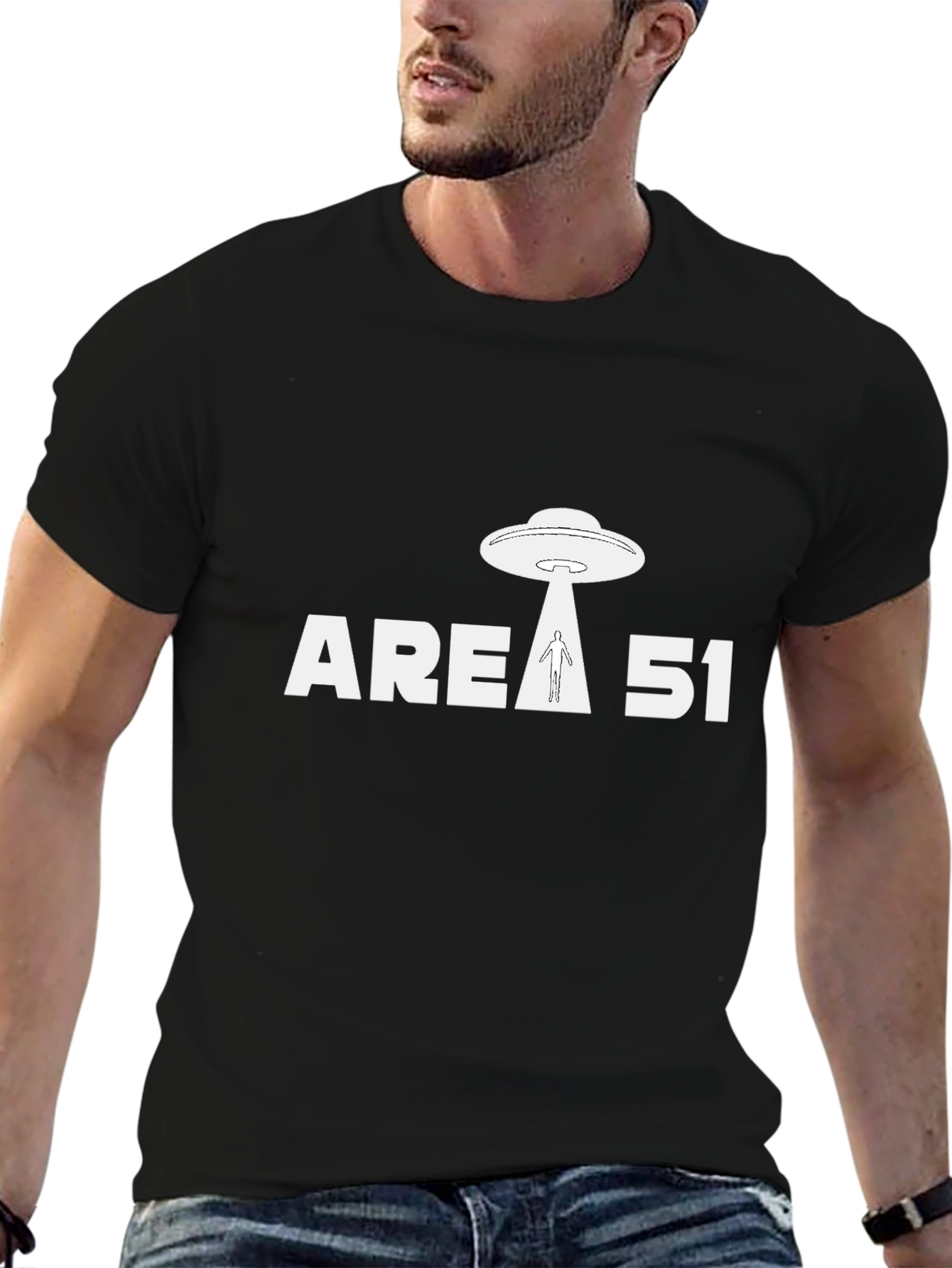 Area 51 UFO Abduction Graphic Tee - Black