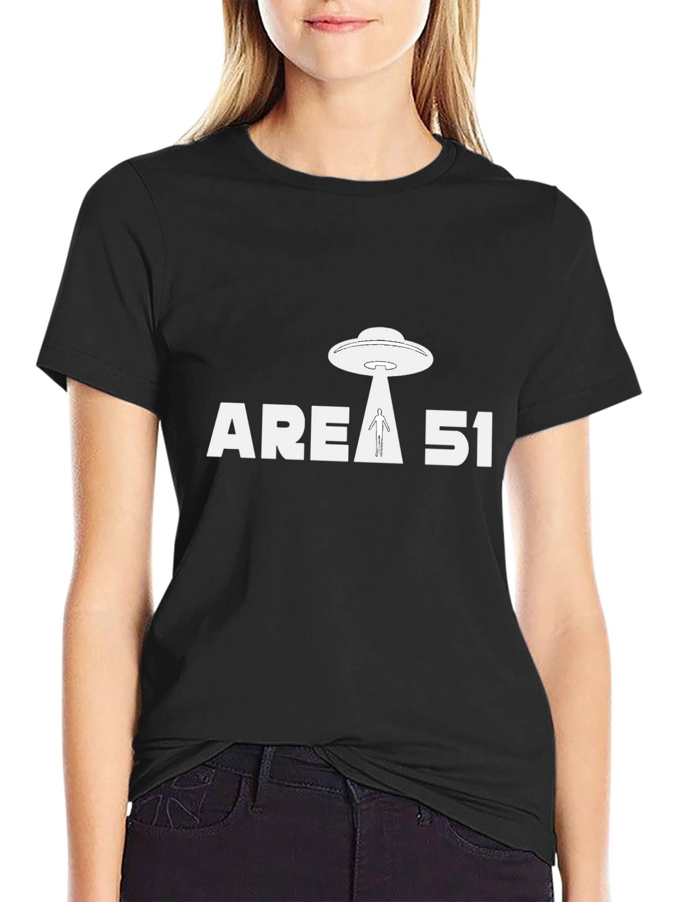Area 51 UFO Abduction Graphic Tee - Black