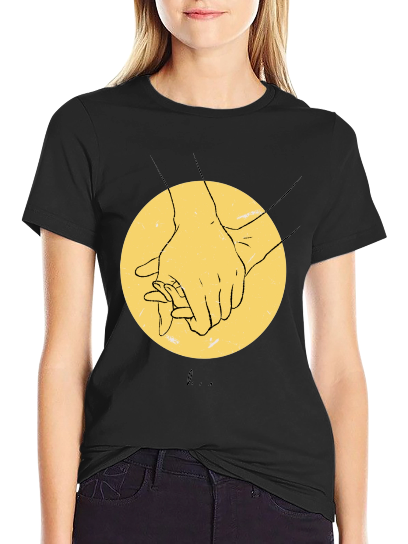 Hands Holding Graphic Black T-Shirt