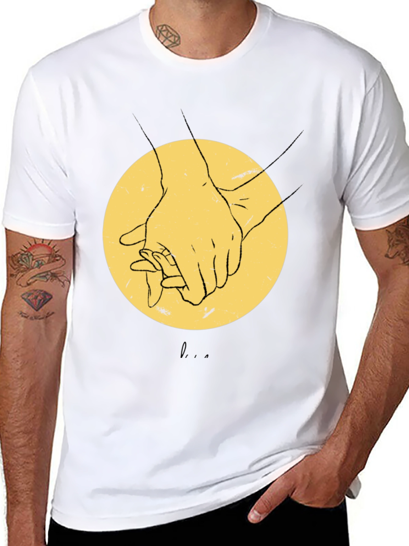 Hands Holding Graphic Black T-Shirt