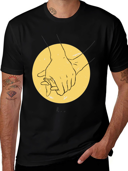 Hands Holding Graphic Black T-Shirt