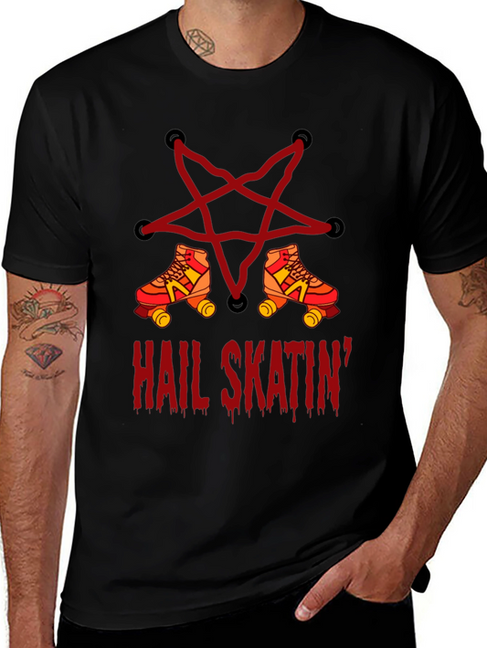 Hail Skatin T-Shirt - Roller Skate Pentagram Design