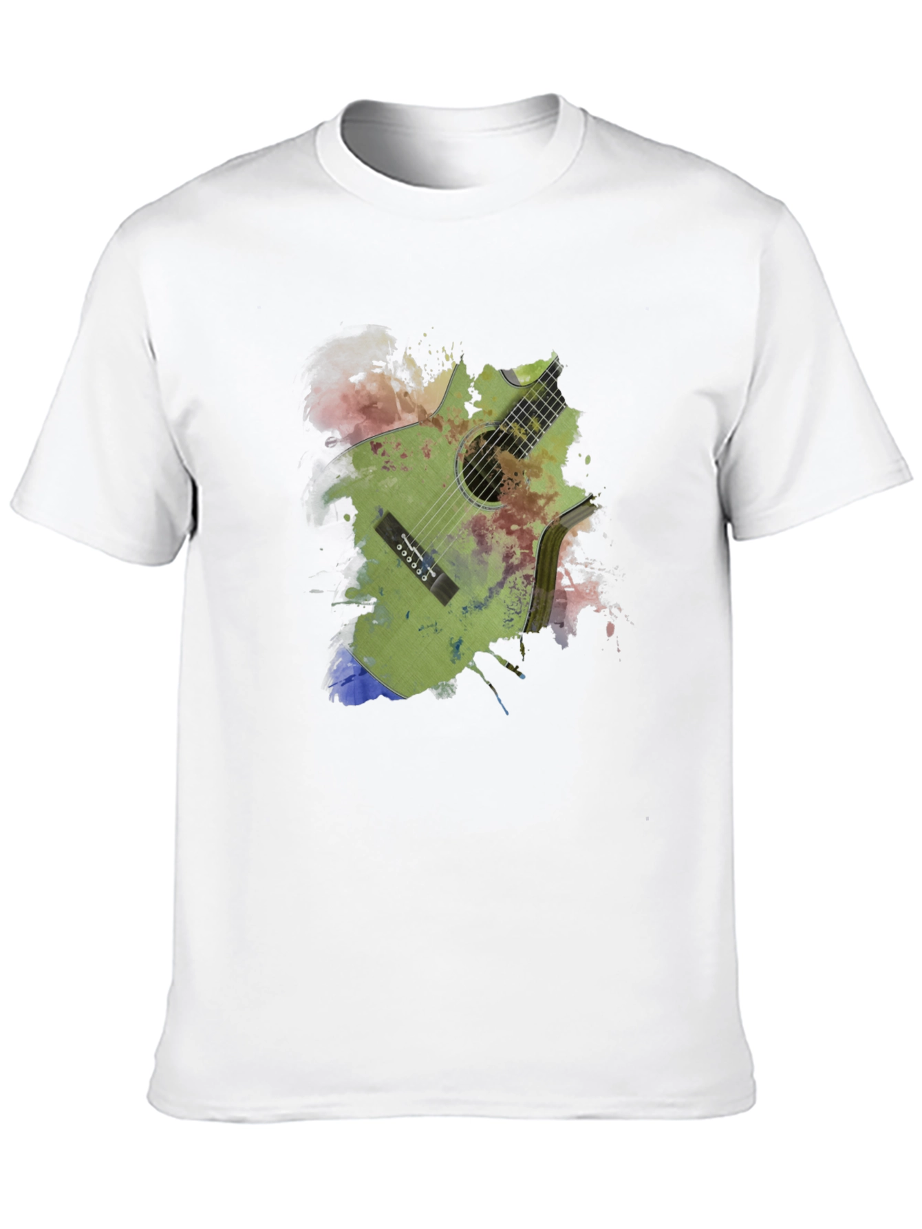 Guitar Art Print Mens Black T-Shirt