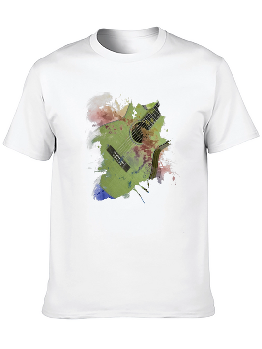 Guitar Art Print Mens Black T-Shirt