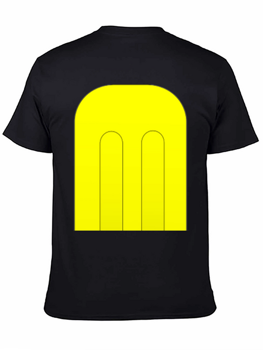 Abstract Yellow Pattern Black T-Shirt