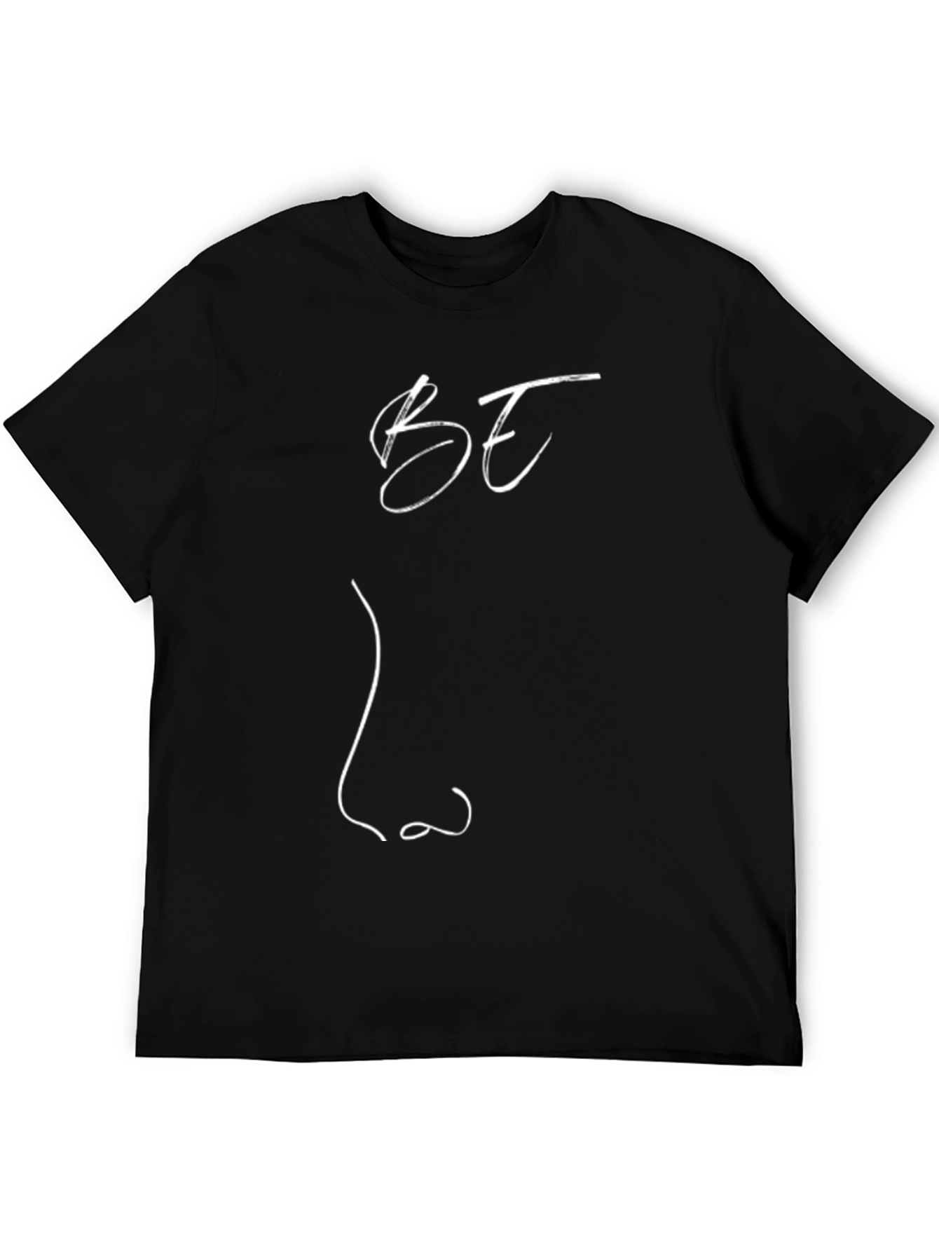 Abstract Face Line Art Black T-Shirt