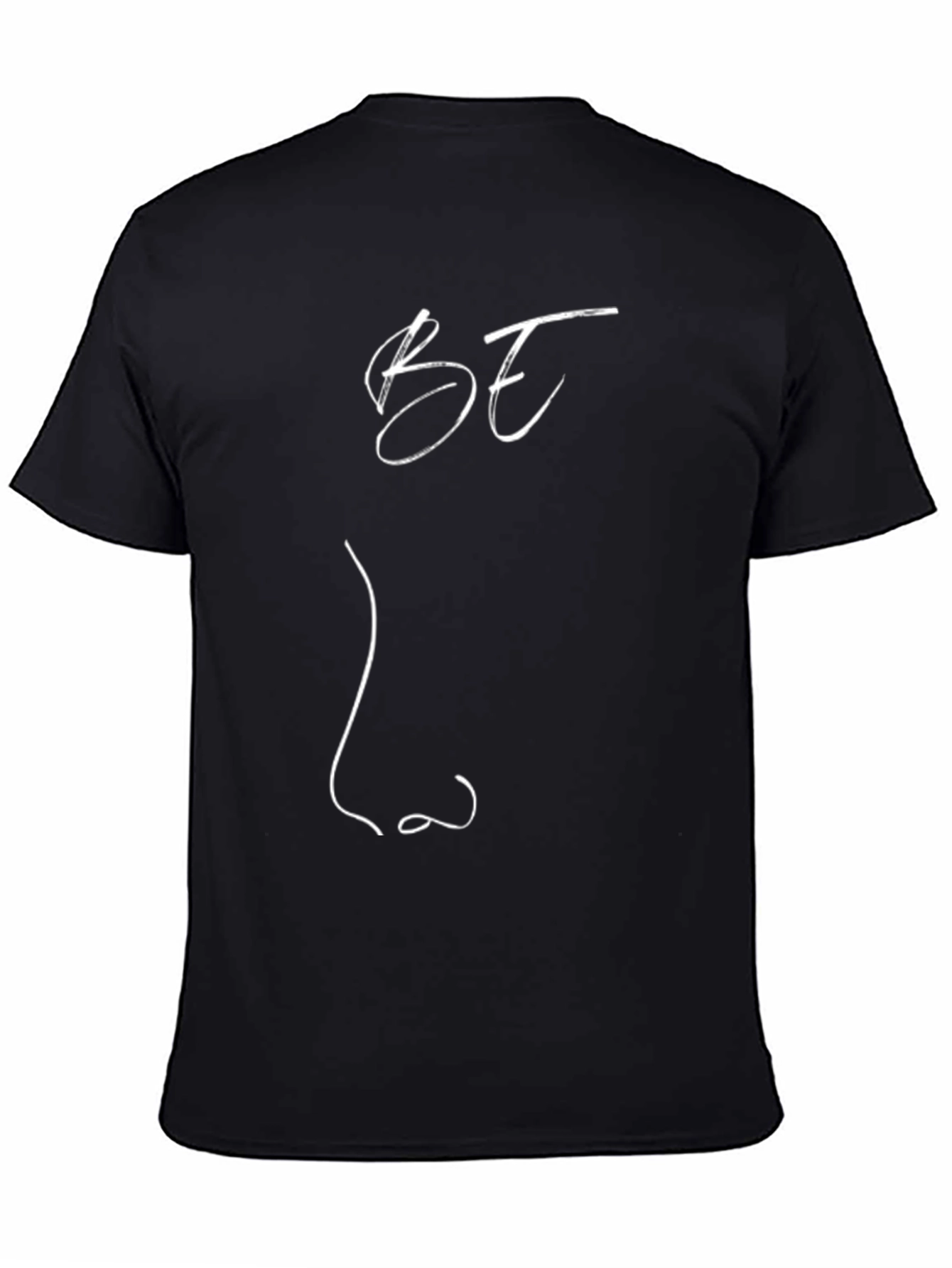 Abstract Face Line Art Black T-Shirt