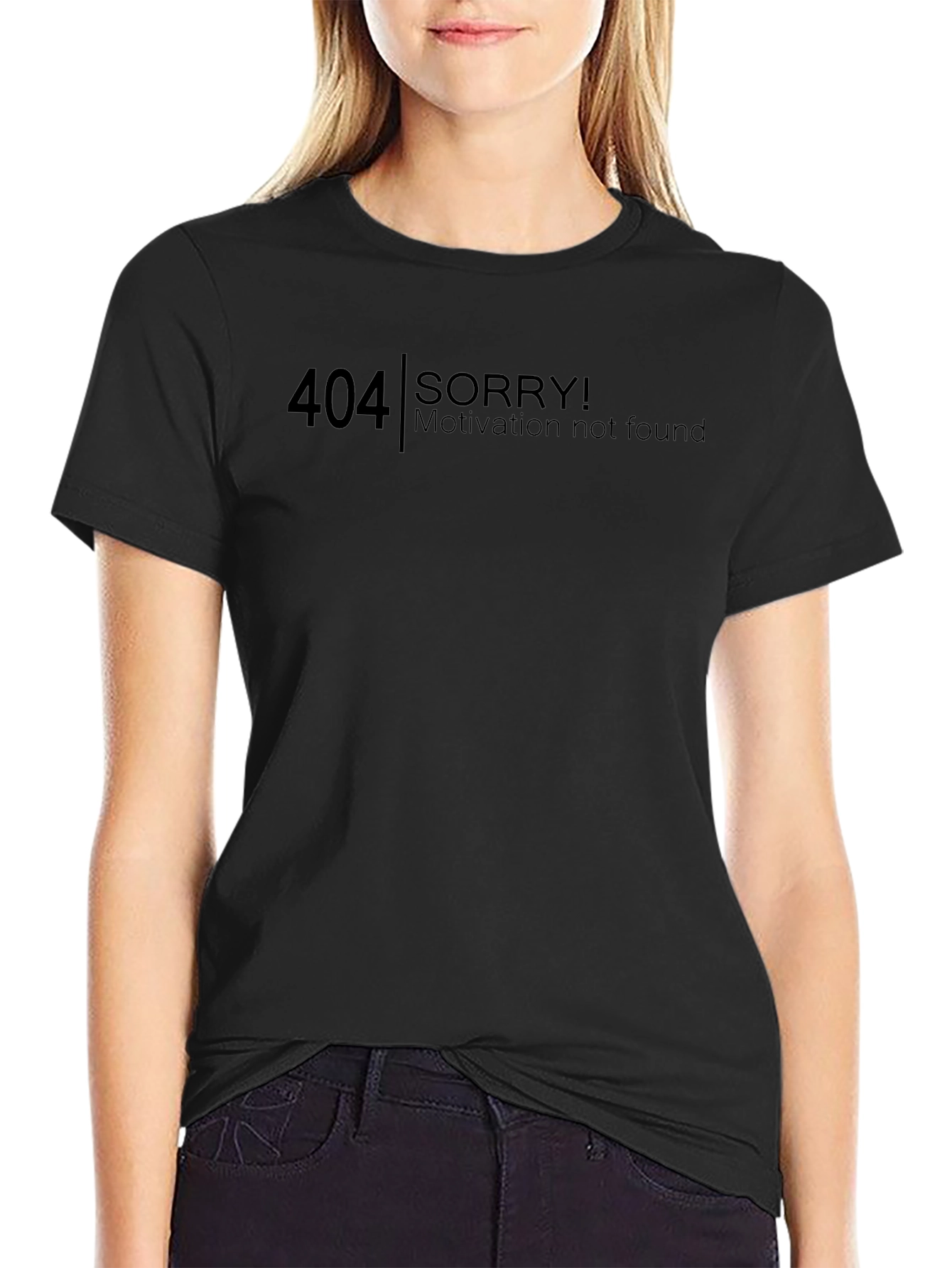 404 Motivation Not Found Black T-Shirt