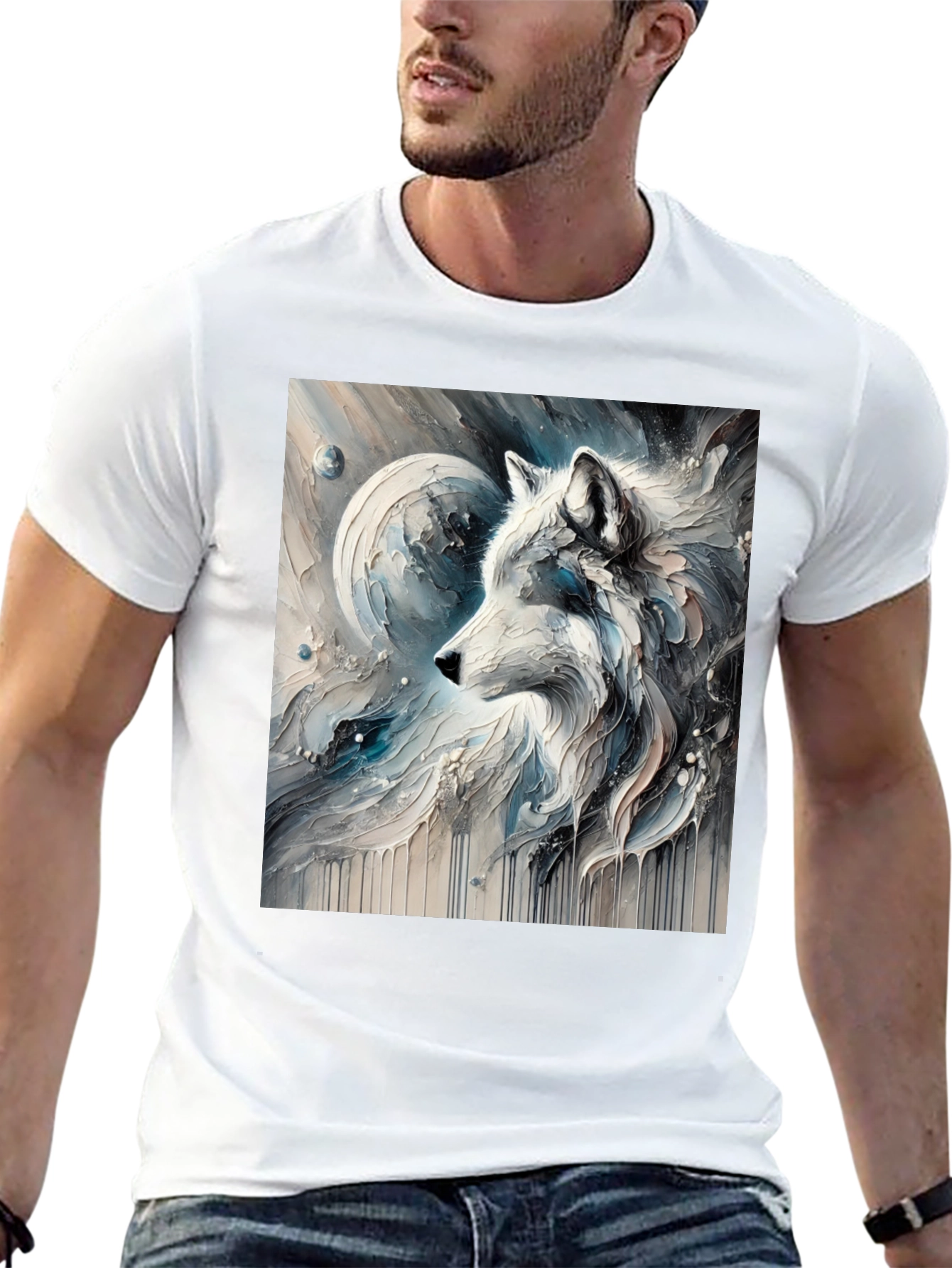 Artistic Wolf Graphic Black Tee