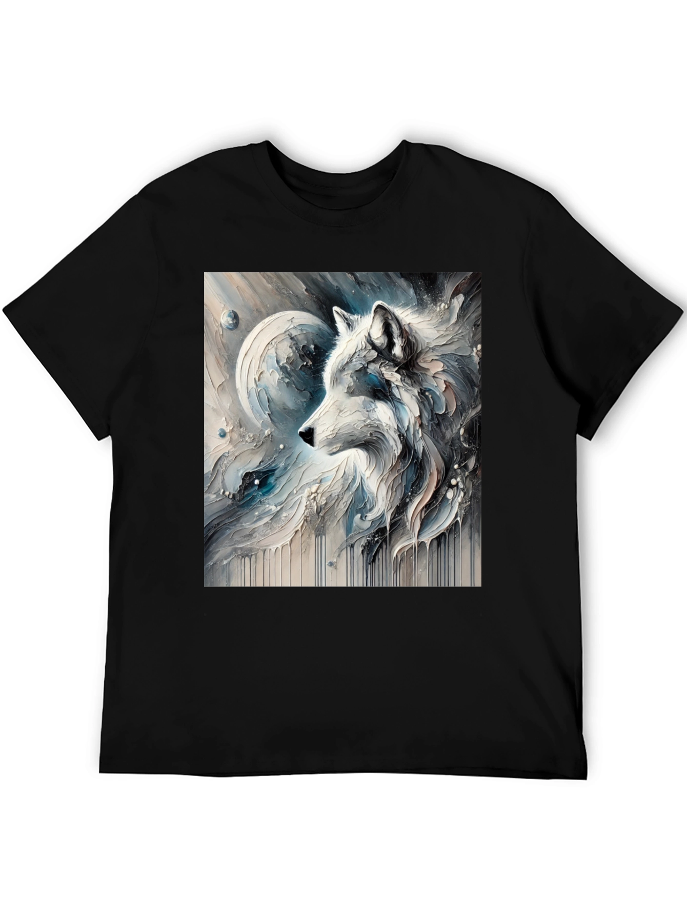 Artistic Wolf Graphic Black Tee