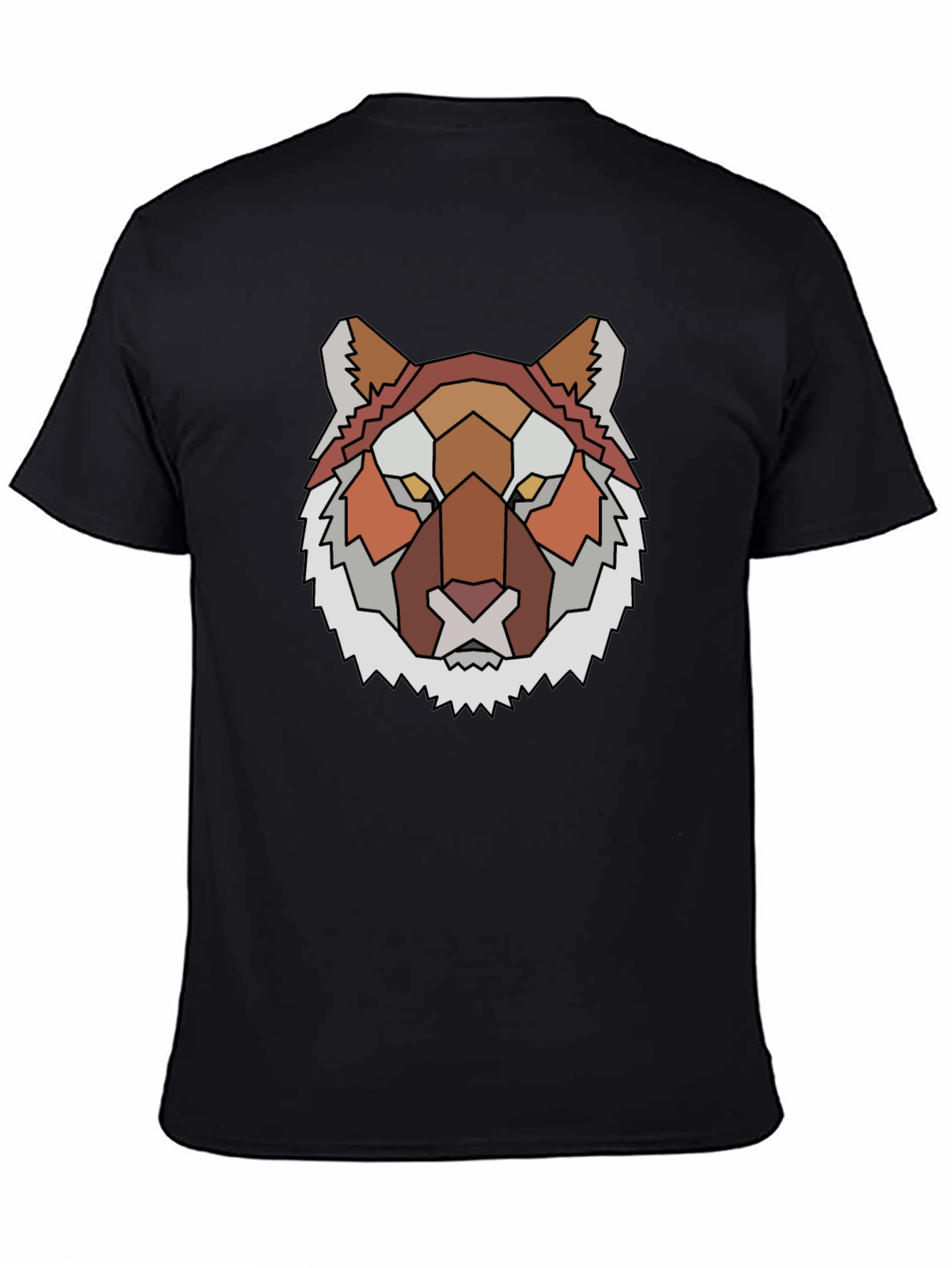 Geometric Tiger Graphic Tee - Unique Mens Black T-Shirt