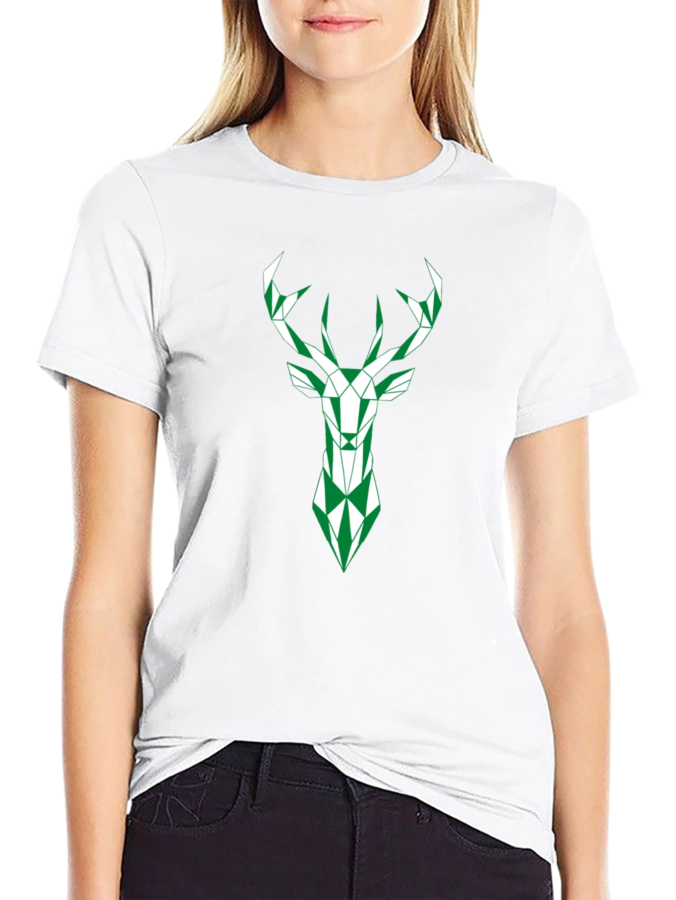 Geometric Deer Graphic Tee - Modern Style